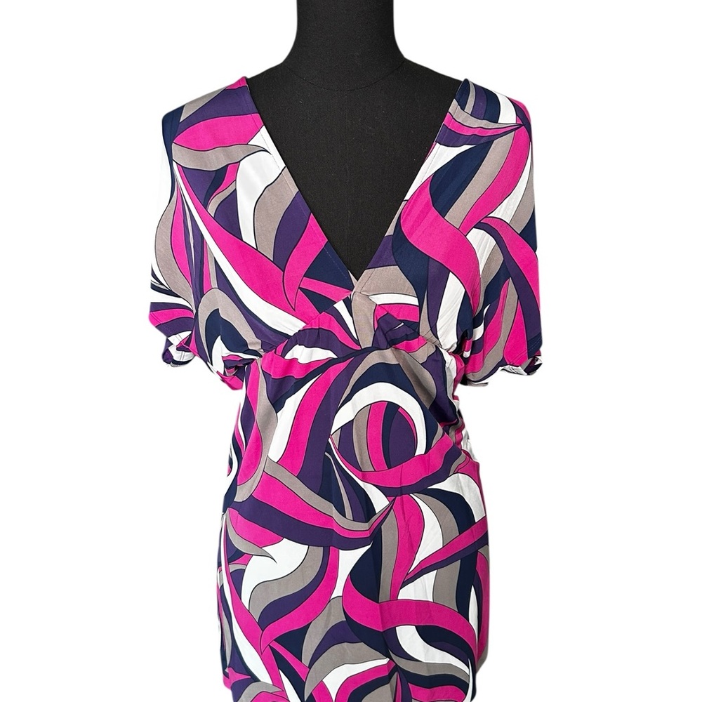 NWT Katie K Y2K Mini Dress – Retro Style Swirl Print Size Medium